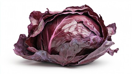 Obraz premium Whole red cabbage with vibrant color and tightly wrapped leaves on a clean background