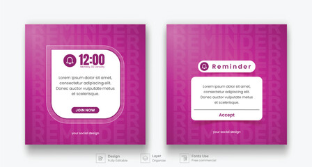 Reminder social media post template design. motivational quotes post web banner