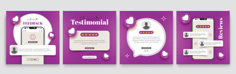 Clients feedback or testimonial social media post design template.