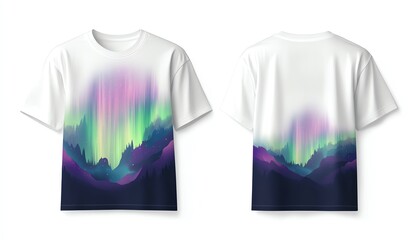 Showcasing a stunning aurora design t-shirt mockup digital studio front and back view for creative display