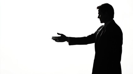 A dynamic silhouette of a businessman enthusiastically shaking hands with a colleague