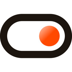 Interface symbols showing a toggle switch design featuring an orange dot on a black oval background