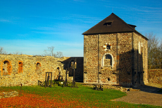 Cheb, Czech Republic - November 3,2024: Cheb Castle, an imperial palace, castle complex and fortress above the river Eger in the town of Cheb in the western Czech Republic.