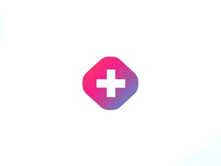 Obraz premium Pink Red Cross medical symbol healthcare aid icon medicine logo