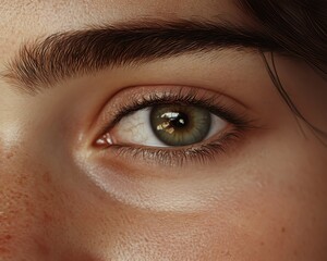Obraz premium Close-up of a hazel eye, showcasing intricate details of the iris, pupil, and eyelashes