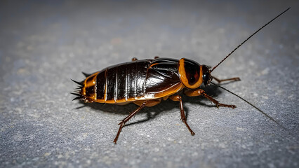 The side view cockroach isolated on concrete surface background