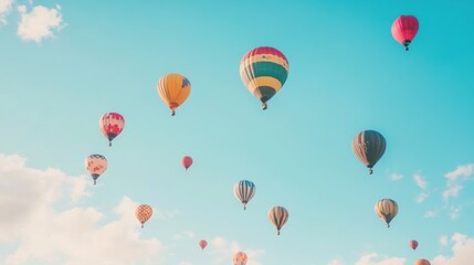 Obraz premium Colorful Hot Air Balloons Soaring in the Sky