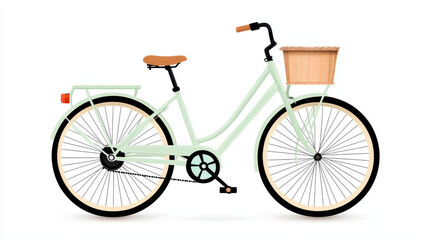 Vintage bicycle with basket in soft pastel hues
