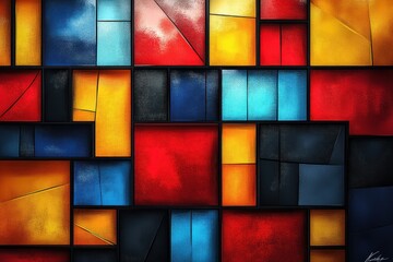 Fototapeta premium Colorful Abstract Composition with Geometric Shapes and Vivid Hues for Artistic and Creative Backgrounds in Modern Design Projects