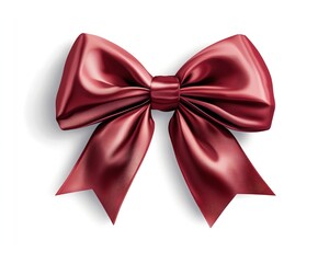 Fototapeta premium Bow isolated on white background. Vector Christmas red satin ribbon.illustration