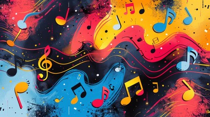 Obraz premium Colorful abstract music notes background.