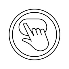 Obraz premium click and go app label product caution line icon vector. click and go app label product caution sign. isolated contour symbol black illustration