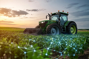 Fototapeta premium Futuristic digital technology in smart agriculture utilizing AI machine Generative AI