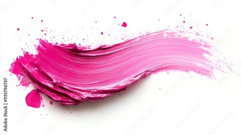 Poster a vibrant pink brush stroke sweeps across a white canvas, showcasing the texture of the paint and th