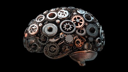 Fototapeta premium A 3D model of a brain made of gears.