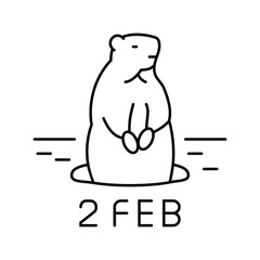 groundhog day usa holiday line icon vector. groundhog day usa holiday sign. isolated contour symbol black illustration