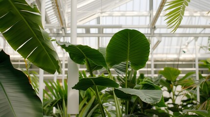 Obraz premium Sustainable urban farming exploring hydroponic greenhouse techniques in nature's sanctuary