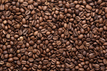 Background of brown roasted coffee beans