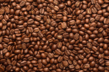 Fototapeta premium Background of brown roasted coffee beans