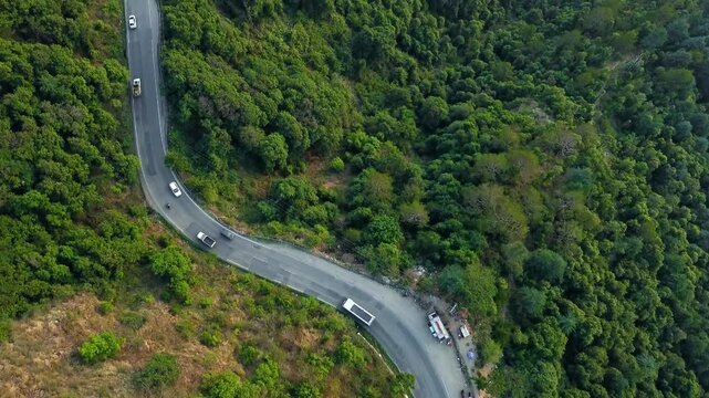 Aerial view of shoghi small suburban town in the district of solan about 15 kilometers from shimla along the famous kalka-shimla railway and national highway in himachal pradesh India.