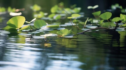 Water Lilies Reflecting in Still Water