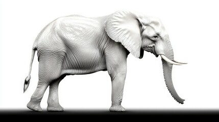 Obraz premium Majestic African Elephant Monochrome Wildlife Photo Isolated on White