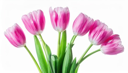 Fototapeta premium Elegant Pink and White Tulips. Symbol of Love, Beauty, and Renewal for Celebrations like Women's Day, Mother's Day, and Birthdays. Perfect for Gifting or Decorating Homes and Offices