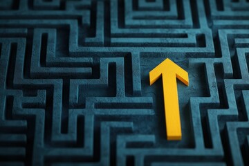 Yellow Arrow Navigating Blue Maze Success Challenge Solution Path