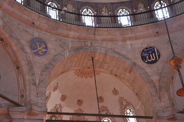Interior view of Eyup Sultan Mosque in Istanbul, Turkey.