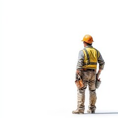 A construction worker wearing a yellow vest
