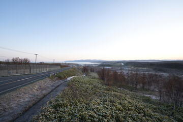石狩厚田方面にいくオロロンラインの道 望来ビューポイントパーキング
