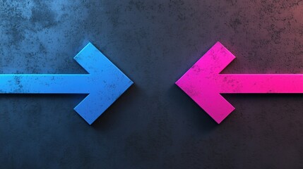 Gegens&auml;tzliche Pfeilrichtungen in Pink und Blau