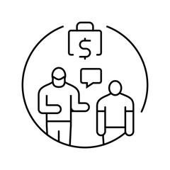 nepotism cronyism money business cash line icon vector. nepotism cronyism money business cash sign. isolated contour symbol black illustration