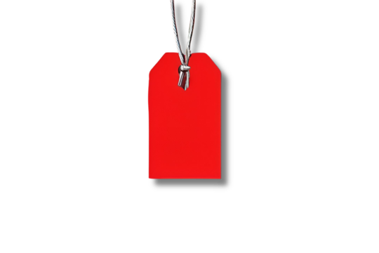 red price tag isolated on transparent background - Powered by Adobe