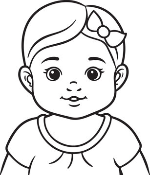 recommend clip art: Baby Girl line drawing vector illustration