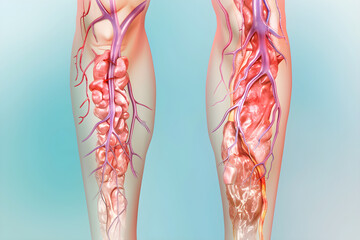 Comparative Illustration between Healthy Veins and Varicose Veins and Its Treatment Procedure