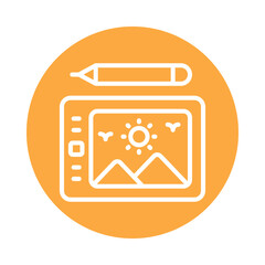Obraz premium Graphic Tablet Vector Glyph Circle Outline Icon. Eps file 10