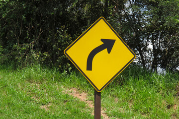 right curve symbol sign - sharp turn sign