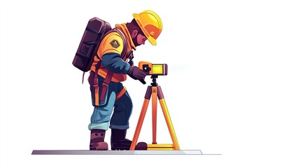 a 2D cartoon illustration of a person using a 3D modeling software for architecture, innovative and digital, white background--ar 16:9