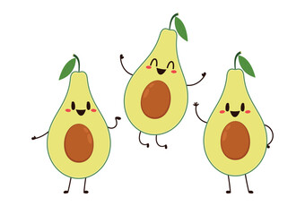 Avocado character design. avocado on white background.
