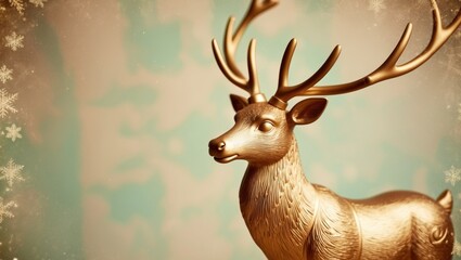 retro style reindeer with festive background.