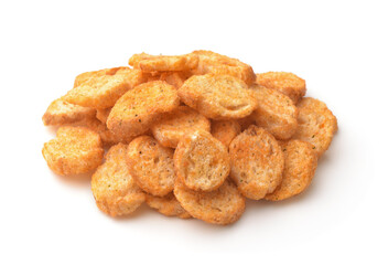 Pile of baked spiced wheat croutons