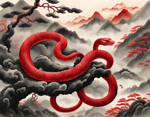 Chinese new year of the snake, traditional illustration wallpaper