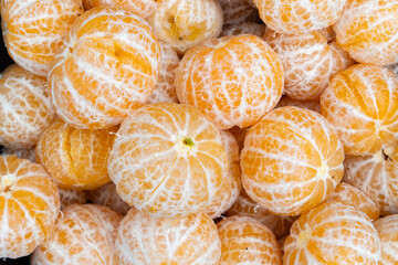 top view peeled mandarin segments