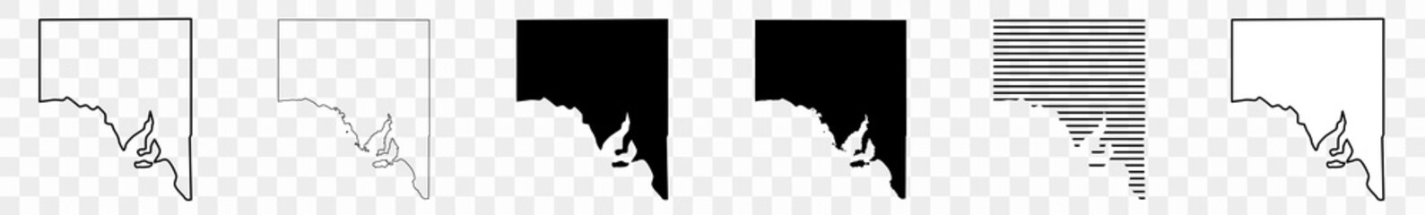 South Australia Map Black | Australian State Border | State Country | Transparent Isolated | Variations
