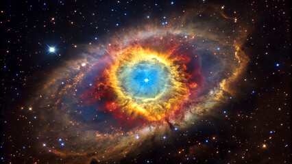 Obraz premium Celestial Symphony, The Enchanting Beauty of Colorful Nebulae and planets in Deep Space In the vast expanse of the universe lies one of nature’s most breathtaking phenomena