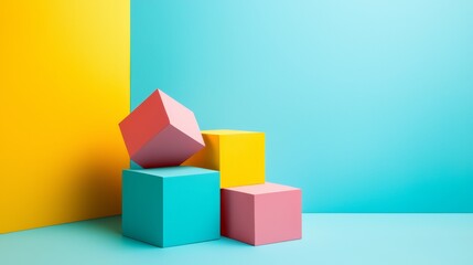 Obraz premium Abstract pastel blocks against vibrant background