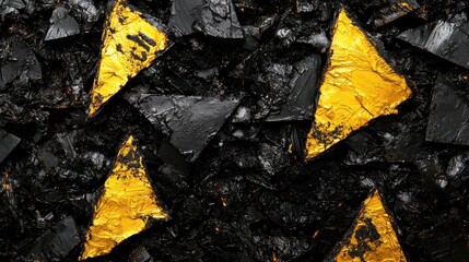 A black and gold mosaic of triangles