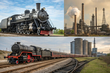Fototapeta premium A collage of classic industrial elements