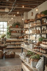 Fototapeta premium Sustainable organic products store featuring eco-friendly food and home goods